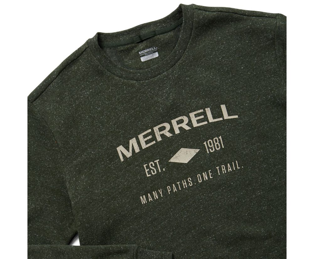 Merrell Pullover Olive - Est 1981 Wordmark Crewneck - Mens 63FEXDPRS